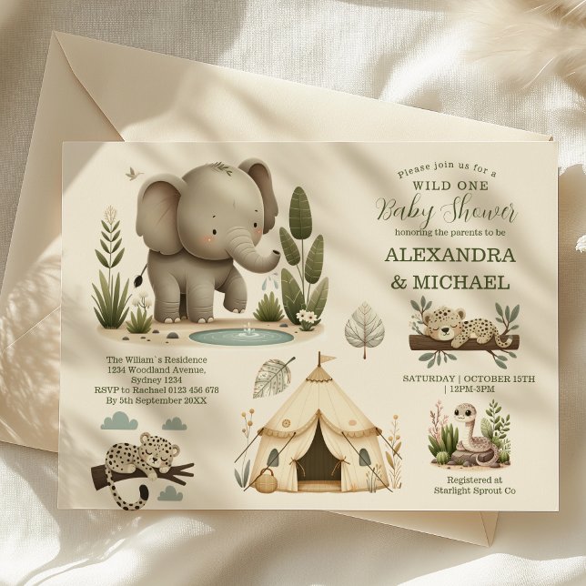 Invitación Wild One Safari Animals Baby Shower (Subido por el creador)