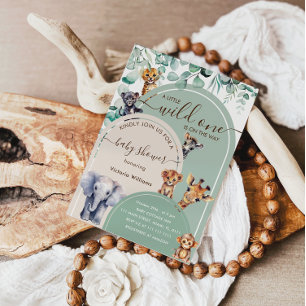 Invitación Wild One Safari Animals Baby Shower