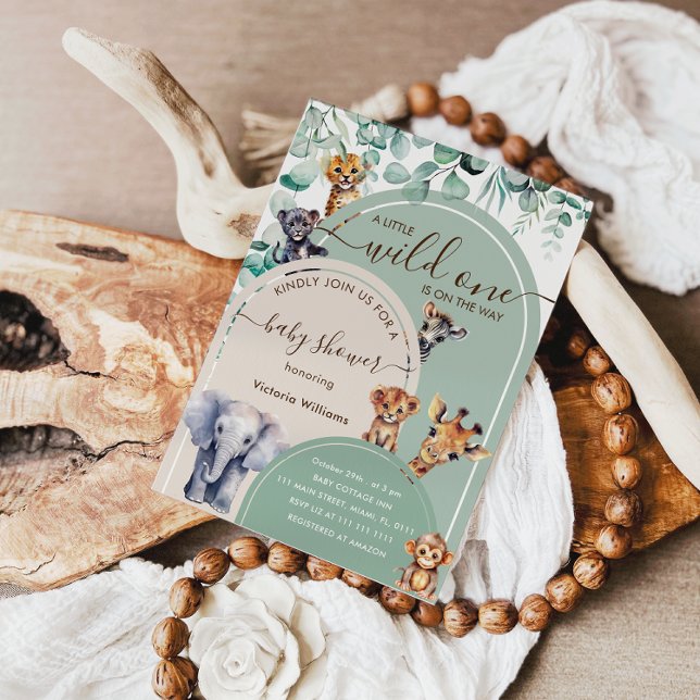 Invitación Wild One Safari Animals Baby Shower (Subido por el creador)