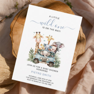 Invitación Wild One Safari Animals Baby Shower