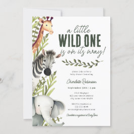 Invitación Wild One Safari Animals Baby Shower