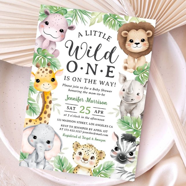 Invitación Wild One Safari Animals Baby Shower Invitation (Subido por el creador)