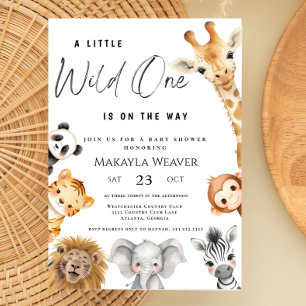 Invitación Wild One Safari Animals Jungle Theme Baby Shower
