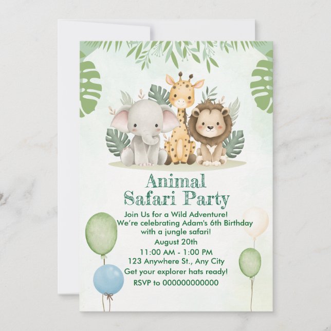 Invitación Wild One Safari Birthday Invitation (Anverso)