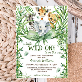 Invitación Wild One Safari Bow Baby Shower