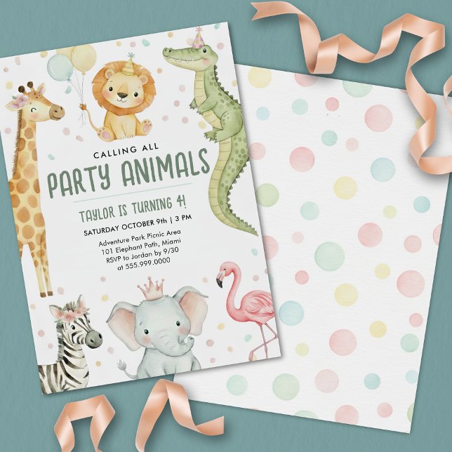 Invitación Wild One Safari Boy Birthday Party (Calling all party animals safari birthday party invitation)