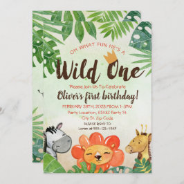 Invitación Wild One, Safari First Birday