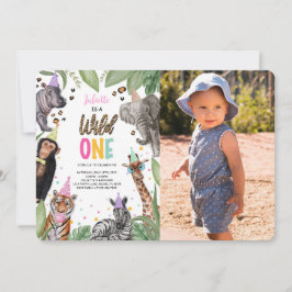 Invitación Wild One Safari foto de primer cumpleaños