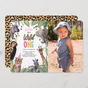 Invitación Wild One Safari foto de primer cumpleaños
