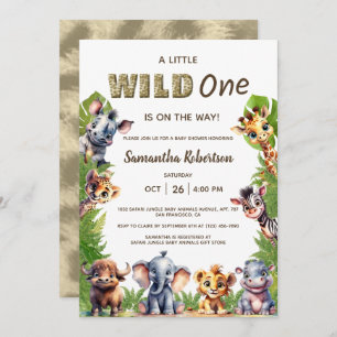 Invitación Wild one Safari Jungle Animals Baby Shower