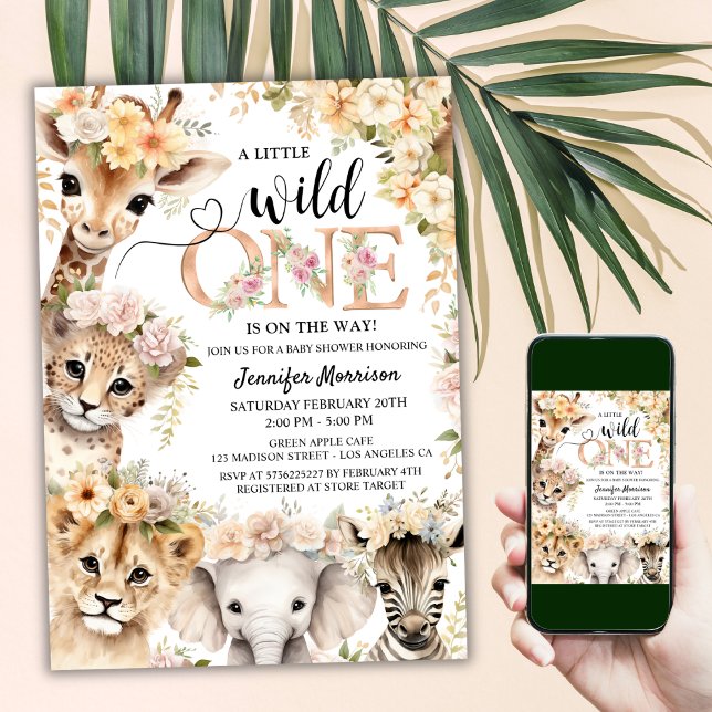Invitación Wild One Safari Jungle Baby Shower (Front)