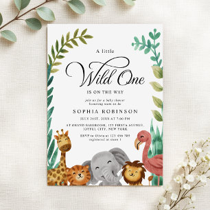 Invitación Wild One Safari Jungle Boys Baby Shower
