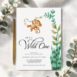 Invitación Wild One Safari Jungle Boys Fiesta de primer cumpl