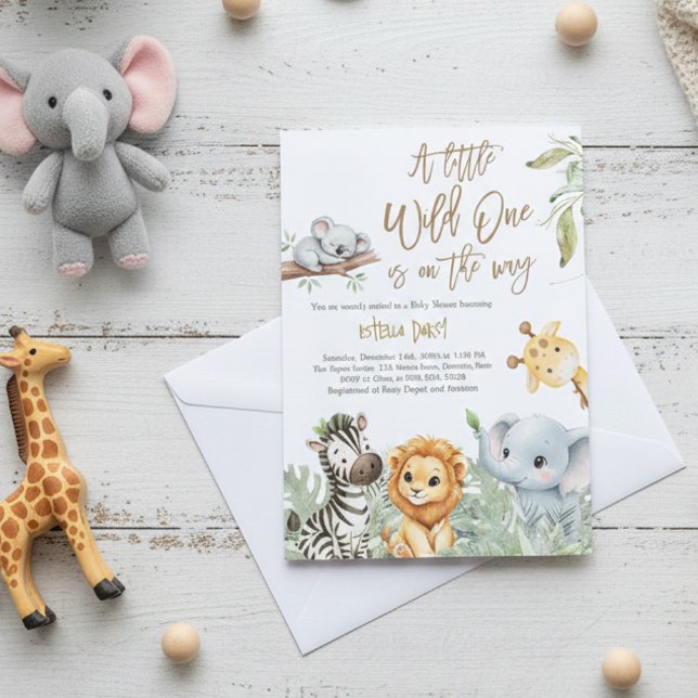 Invitación Wild One Safari Jungle cute Animals Baby Shower (Subido por el creador)
