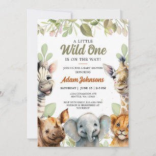 Invitación Wild One Safari Jungle Floral Baby Shower