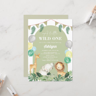 Invitación Wild One Safari Jungle Greenery Boy Baby Shower