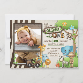 Invitación Wild One Safari Photo Birthday for boy