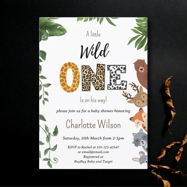 Invitación Wild One Safari, un animal salvaje y una ducha de  (Subido por el creador)