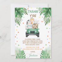 Wild One Thank You Card Safari Animals