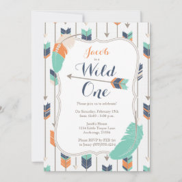 Invitación Wild ONE Tribal Arrows Partido de Cumpleaños Verde