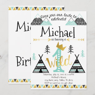 Invitación Wild One Tribal Birthday Party Invitation Boy