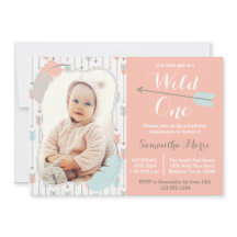 Wild One Tribal Chica foto rosa de primer cumpleañ