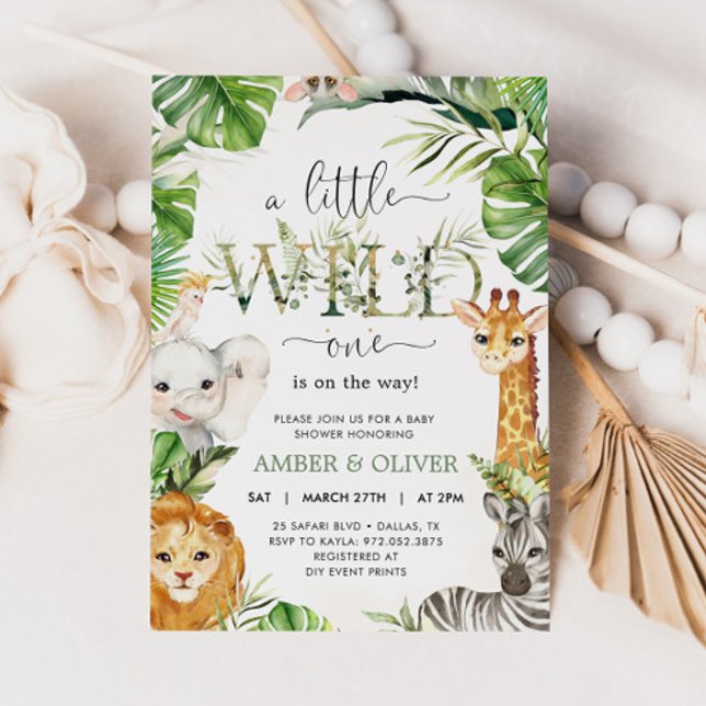 Invitación Wild One Tropical Jungle Boho Safari Baby Shower (Subido por el creador)
