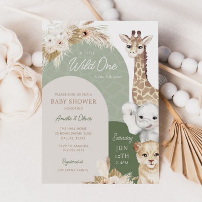Invitación Wild One Tropical Jungle Boho Safari Baby Shower (Subido por el creador)