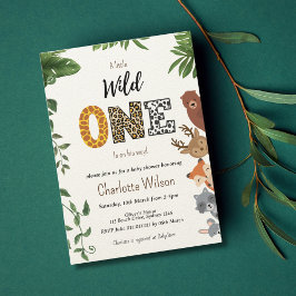 Invitación Wild One typography baby ducha código QR
