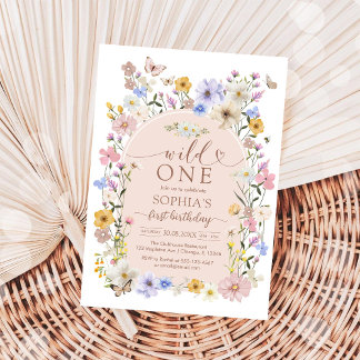 Invitación Wild One WIldflower 1st Birthday Invitation