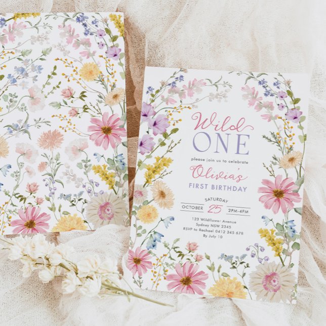 Invitación Wild One: Wildflower First 1st Birthday (Subido por el creador)