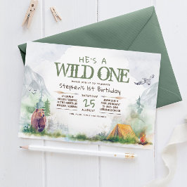Invitación Wild One Woodland Adventure Any Age Birday Party