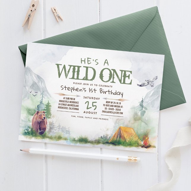 Invitación Wild One Woodland Adventure Any Age Birday Party (Subido por el creador)