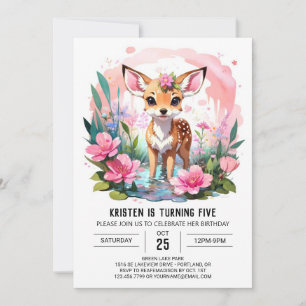 Invitación Wild One Woodland Adventure Chica Cumpleaños