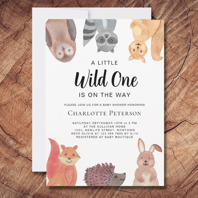 Invitación Wild One Woodland Animals Baby Shower (Subido por el creador)