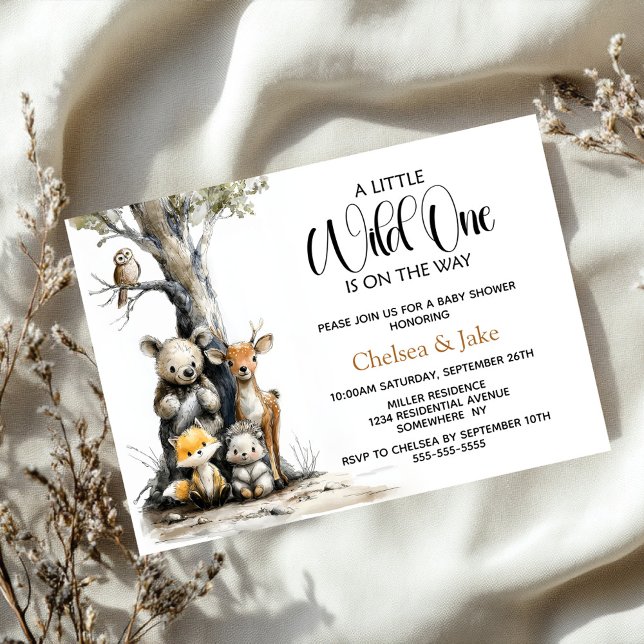 Invitación Wild One Woodland Animals Baby Shower Invitation (Subido por el creador)