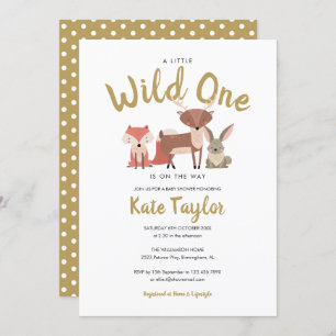 Invitación Wild One Woodland Animals Neutral Baby Shower