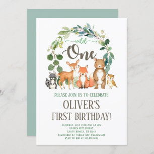Invitación Wild One Woodland Birthday Invitation Boy