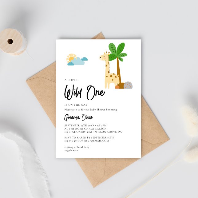 Invitación Wild One Woodland Cute Animal Safari Baby Shower (Subido por el creador)