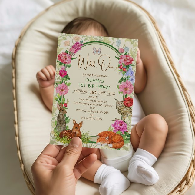 Invitación Wild One Woodland Floral Butterfly Animals (Subido por el creador)