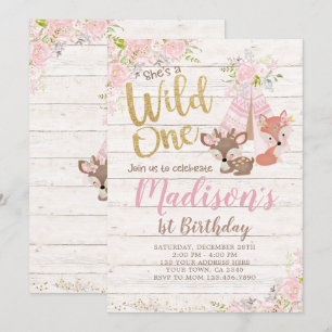 Invitación Wild One, Woodland, tribal