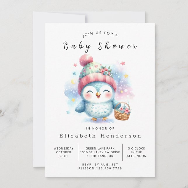 Invitación Wild Online Owl Baby Shower (Anverso)