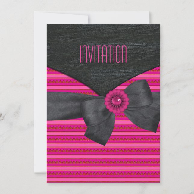 Invitación Wild Pink Black White Retro (Anverso)