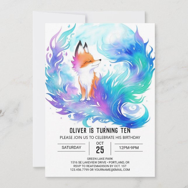 Invitación Wild Red Fox Wonderland Birthday (Anverso)