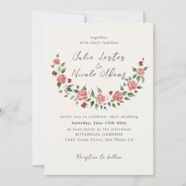 Invitación Wild Rose Floral Petals Garden Affair Wedding (Anverso)