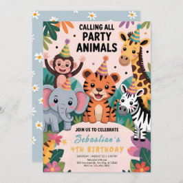 Invitación Wild Safari Animals Birthday