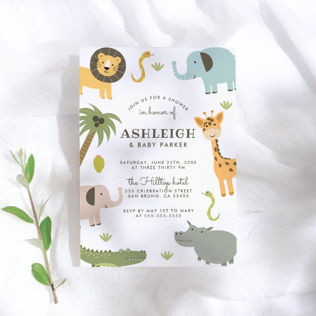 Invitación Wild Safari Cute Baby Shower (Subido por el creador)
