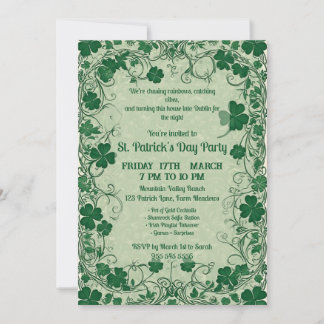 Invitación Wild Shamrock Vine Funky Saint Patricks Day Party 