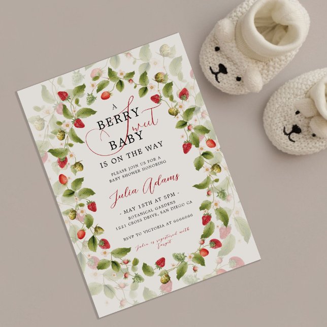 INVITACIÓN WILD STRAWBERRY SWEET BABY SHOWER (Subido por el creador)