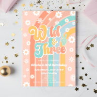 Wild & Three Rainbow Daisy 3er Fiesta de cumpleaño